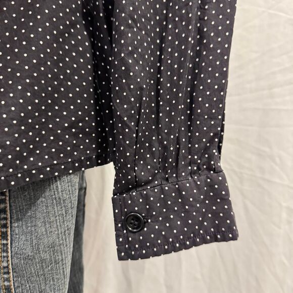 Vintage Y2K Liberty of London Black Polka Dot Button Down Blouse Cotton - Picture 7 of 8